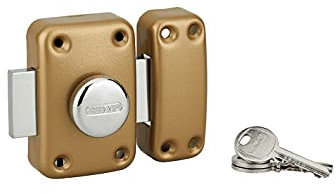 THIRARD - Verrou à bouton Apache pour porte d'entrée, cylindre 60mm, acier, 3 clés, époxy or