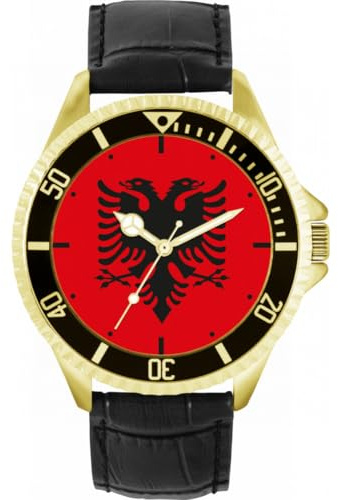Toff London Albanian Flag Herren Armbanduhr 42mm Gehäuse Custom Design