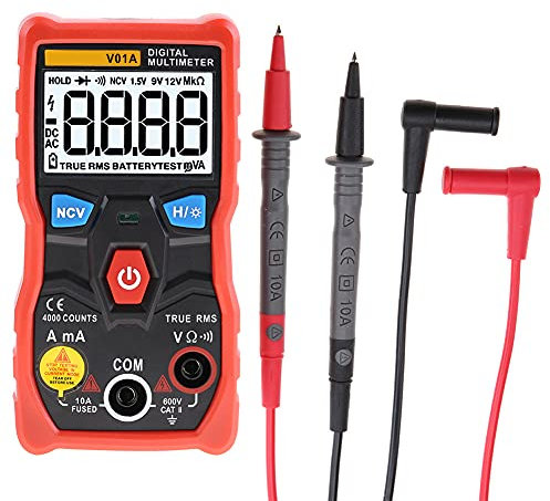 ANENG V01A Gamme Automatique True RMS Multimètre Numérique Multi-testeur Multimètre Ultra-Portable Testeur de Tension de Courant Ca/cc Ohm Testeur de Continuité(rouge)