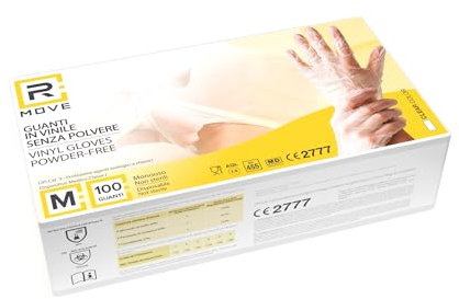 1000 Guanti in VINILE XL NUOVO MODELLO senza polvere, senza lattice, ipoallergenici, certificati CE monouso trasparenti (1000, Taglia XL)