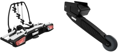 Thule 939000 Fahrradträger VeloSpace XT 3 Bikes, 13 pin & 9173 Transportrollen, schwarz, 50 x 25 x 20 cm