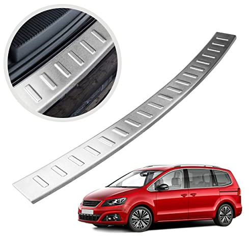 CHROMEMASTER | Ladekantenschutz Stoßstangenschutz | Kompatibel mit Seat Alhambra 2010+ ; Gebürsteter Edelstahl, Silber Matt; Unsere Lackschutzleiste Sichert den Heckstoßfänger vor Kratzern