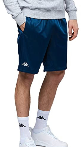 Kappa Herren Shorts in Größe S I Blaue Sporthose Logo & praktischen Seitentaschen I Aus pflegeleichtem Polyester I Kurze Hose mit elastischem Bund für Sport & Freizeit