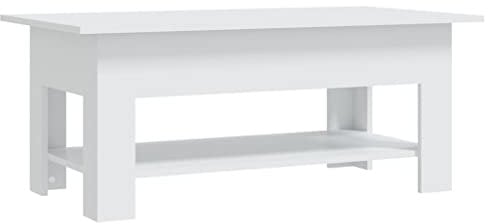 vidaXL Couchtisch Modern Beistelltisch Wohnzimmertisch Kaffeetisch Sofatisch Teetisch Tisch Wohnzimmermöbel Weiß 102x55x42cm Holzwerkstoff