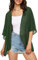 Cardigan kimono da donna con stampa floreale a sbuffo con maniche a maniche corte, B Solido Verde Militare, XXX-Large