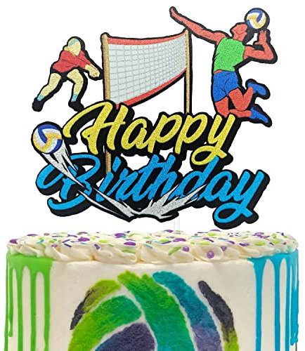 Volleyball Happy Birthday Cake Topper, Volleyball Sport Thema Geburtstag Party Dekoration, Strand Volleyball Party Favor für Volleyballfans