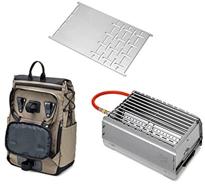 BRUZZ WILLI 50 mbar Gasgrill BRUZZ WILLI BW1.1 Fahrrad-Edition mit Edelstahl-Plancha, Fahrradrucksack mit Kühlfach, Brenner mit 3,5 kW, herausziehbare Fettauffangschale, einfacher Auf- und Abbau