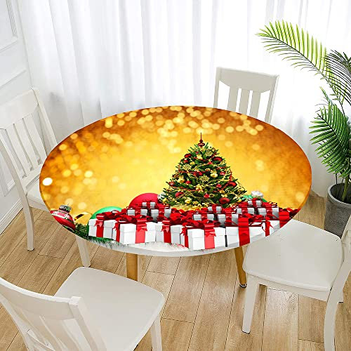 Morbuy Rund Tischdecke Elastisch, Lotuseffekt Abwischbar Rund Tischdecken Weihnachten Tischtuch für Küchen Garten Outdoor (Für Tisch 50-60 cm