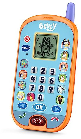 VTech - Teléfono de Actividades de Bluey, Smartphone Educativo, Aprende números, cálculo, lógica y memorización, Juguete para niños +3 años, Versión ESP (80-554622)