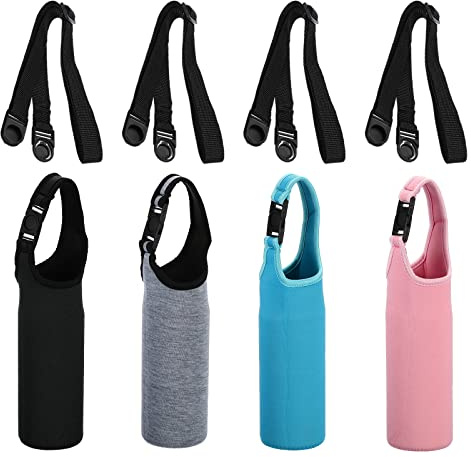 PATIKIL 67mmx185mm Water Bottle Sling Bag, 4 Pack Neoprene Portable Insulated Bottle Holder Carrier with Removable Adjustable Shoulder Strap 4 Different Color