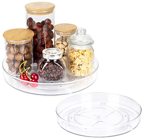Harlotine 2 Stück Lazy Susan Drehteller (23,5cm+23,5cm) Drehteller Kühlschrank Organizer, Drehbar Gewürzregal Drehteller Organizer für Kühlschrank, Küche, Gewürzregal