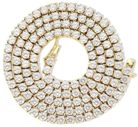 9K Solid Yellow Gold .4.20 CTW Round Cut Diamond Tennis Necklace (Rose Gold)
