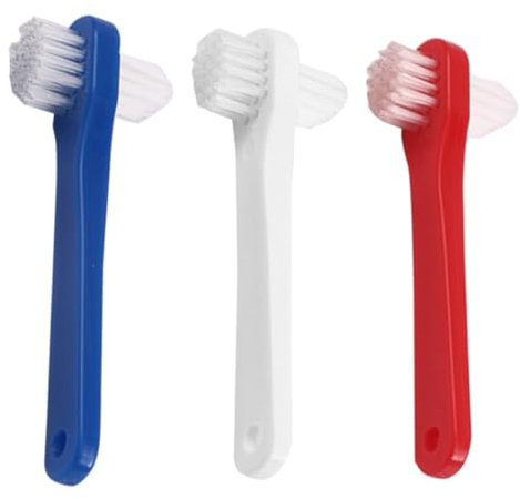 VINTORKY 3Stücke Prothesenreinigungsbürsten für Erwachsene Zahnersatz Zahnbürsten mit Mehrschichtigen Borsten zur Effektiven Reinigung von Zahnprothesen Ergonomischer Griff und Tragbares Design