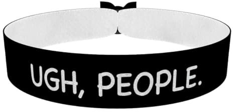 Ugh, People. schwarz Stoffarmband - Armband mit englischen Sprüchen - Handgemacht und wasserfest - Verstellbar - Einzigartiges Geschenk für Frauen und Männer - Festival Accessoire