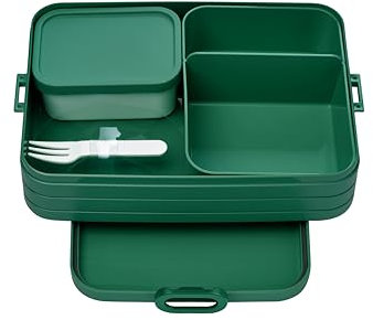 Mepal Bento Brotdose Large Take A Break - Brotdose mit Bento Box - Für 2 Sandwiches oder 4 Brotscheiben - Lunchbox für kleine Snacks & Reste - Brotdose Erwachsene Essenbox mit Fächern - Vivid green
