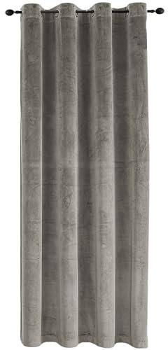 TiborTex Vorhang Ösen Verdunkelung Taupe 140x145 cm Samt weich Blickdicht Gardine abdunkelnd Thermogardine Wohnzimmer Schlafzimmer
