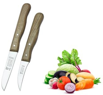 SMI 2-tlg Solingen Küchenmesser Buchenholz Schälmesser Gemüsemesser Obstmesser gebogen und gerade nicht spülmaschinenfest/Buchenholz/