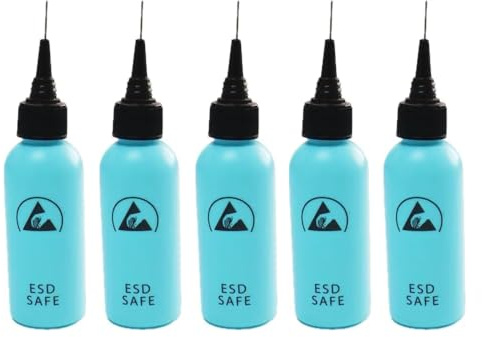 DIWANGQIANG Antistatische Flussmittelflasche mit Nadel, ESD-sicherer Flussmittelspender, antistatische Nadelspitze, statisch ableitend, Durastatic, Blau, 5 Stück
