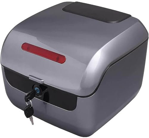 Generisch Grau, Motorrad Topcase,Topcase universell Wasserfest,Haltbar Motorrad Roller Topcase,Motorrad Heckkasten,Für Helm,Gepäck Lagerung,Mit Sicherheitsschloss