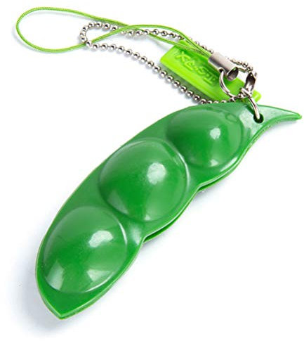 Pssopp Quetschbohnenspielzeug, Edamame-Schlüsselanhänger aus Kunststoff Zur Druckentlastung (Green)