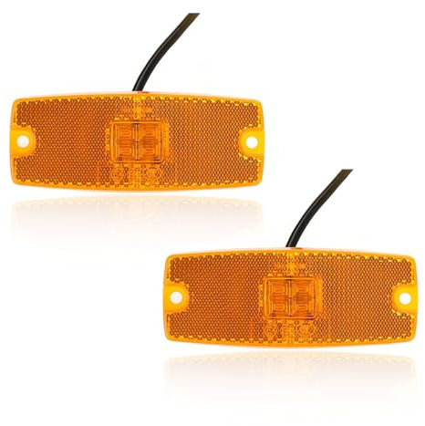 Qiping 2 Pack Begrenzungsleuchte Orange 12V 24V LED Umrissleuchte Gelb Bernstein Positionsleuchte mit E-Prüfzeichen für LKW, Pkw-Anhänger, Wohnwagen, Kfz, Traktor