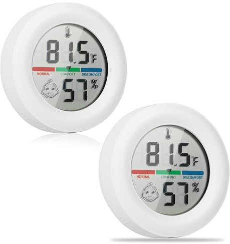 ALLOMN Raumthermometer, 2Pack Innenthermometer Hygrometer Mini Digital Temperatur Feuchtigkeitsmessgerät Messgerät Monitor LCD-Anzeige Celsius für Zuhause Gewächshaus Baby Büro Garten Keller (Weiß)