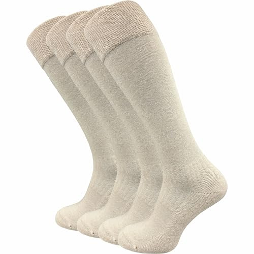 GAWILO Calcetines cálidos para hombre y mujer (4 pares) | Calcetines largos con cintura cómoda | ideales también como calcetines de equitación con suela acolchada