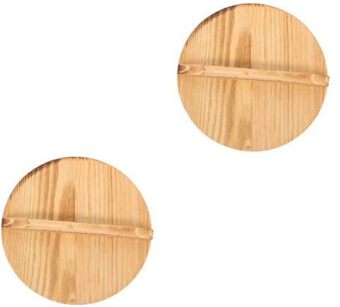 Garneck Lot De 2 Couvercles De Wok En Bois Épais Pour Bol Outil De Cuisson Anti-débordement
