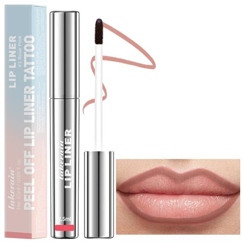 Peel off Lip Liner, Lip Stain Peel Off Pink, Lip Tint Stain Brown Nude Lip Liners, Waterproof lip Liner, Matte Long Lasting Brown Lip Tattoo Peel Off