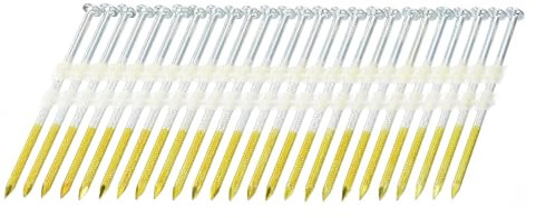 sourcing map 1000Pcs 21 Degree 0.12 x 3 Framing Nails, Galvanized Carbon Steel Plastic Collated Nails for Furniture/Constructions, Color Zinc