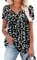 KISSMODA Short Sleeve Shirts for Women Tunic Tops Buttons Up T-shirts FloPlants XXLarge