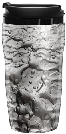 12 Oz Car Cup Coffee Cups with Lids Stanley Cup Coffee Tumbler Plastic Cups Sealed Drinking Lid Water Cup Tea Cup Silver Texture Printed Mugs Fits in Car Cup Holder