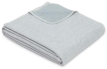 Ibena Lausanne Decke 140x200cm - Bio Baumwolldecke, Made in Germany, kuschelig & weich, Sommerdecke hellblau