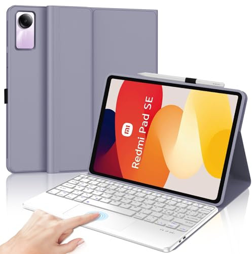 IVEOPPE Tastiera Xiaomi Redmi Pad SE 11 2023 con Touchpad, Cover Tastiera Trackpad Bluetooth Senza fili Staccabile Magnetica Italiano QWERTY per Redmi pad SE 11 Pollici,Viola lavanda