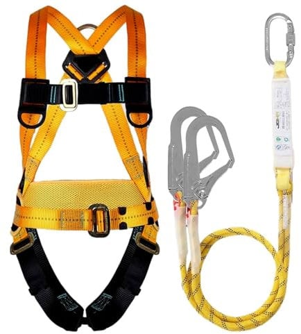 CHAMSUREUK Height Safety Fall Arrest Kit, 5 Point Safety Harness, Universal Size, Rated to 100 kg, Orange