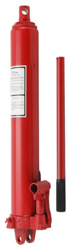 ECUTEE Cric Idraulico a Bottiglia Extra Lungo 12 T, Cric Idraulico a Ram Lungo Cilindro di Sollevamento Motore con Pompa a Pistone Singola e Base a Forcella, Altezza Regolabile da 660mm a 1160mm
