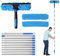 4.5M Window Cleaning Kit, Extra Long 2-in-1 Extendable Window Cleaning Equipment with Microfiber Cloth Squeegee Strips for High Windows, Walls & Cars (blue)