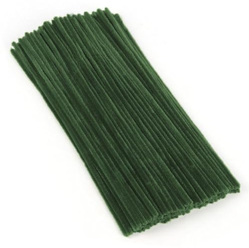 Pfeifenreiniger Moosgrün 100 Stück, Pfeifenreiniger zum Basteln 30 cm x 6 mm, Pfeiffenputzerdraht Chenilledraht, Pfeifenputzer Biegeplüsch Basteldraht für DIY Art Craft Projekte, Dekoration