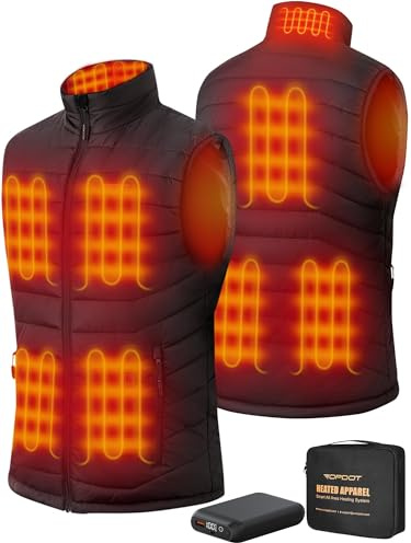 Topdot Gilet Chauffant Homme avec Batterie 16000mAh, 8 Zones Chauffage | Gilet Chauffant électrique 3 Températures avec Chauffage Rapide, Veste Chauffante pour Ski de plein air Pêche Moto