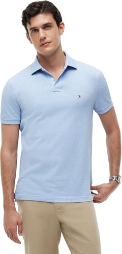 Tommy Hilfiger Herren Poloshirt Kurzarm 1985 Regular Fit, Blau (Vessel Blue Heather), XL