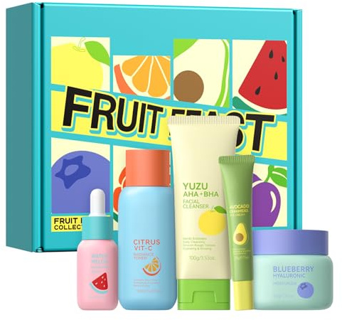BeauBase Set Skincare alla Frutta per il Viso, Set Regalo da 5 Pezzi per la Cura della Pelle, Idratante, Illuminante e Lenitivo, Adatto a Donne e Adolescenti | Idratante, illuminante e lenitiva, adatto per donne e adolescenti