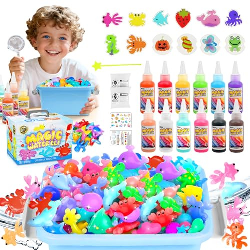 Magic Water Elf Kit, DIY Squishy Maker, Aqua Fairy Water Gel Kit for Kids, Magic Water Fairy Set for Girls and Boys Aged 6 7 8 9 10, Creative Art Craft Gift for Christmas Birthdays (blue box)