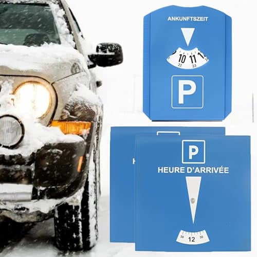 1pcs Luxus Parkscheibe Maxi aus weichem Kunstleder, Soft-Touch, 2pcs Papp-Parkscheibe aus Karton, für Auto, Motorrad, Wohnmobil, 10 x 13cm, Blau