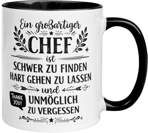 Bester Chef Abschied Geschenk | Ein großartiger Chef ist schwer zu finden | Tasse von Hand bedruckt im Familienbetrieb aus Deutschland