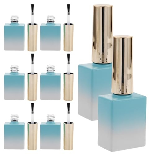 8pcs Empty Nail Polish Glass Bottles 11.7ml round Refillable | Brush Applicator, Unique Gradient Design, Easy Even Application, for Professional and Personal Use