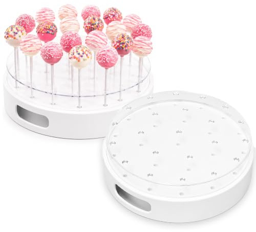 Lot de 2 Rond Supports à Sucettes Acrylique Presentoir Cake Pops Support Gateau pour Brochette de Bonbons 22 Trous Amovible Transparent Pop Stands pour Vitrines de Pâtisseries Mariages Fêtes Halloween
