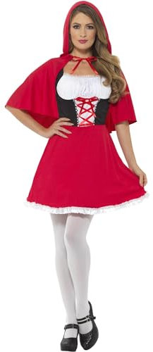 Smiffys Rotkäppchen-Kostüm, Rot, mit kurzem Kleid und Kapuze