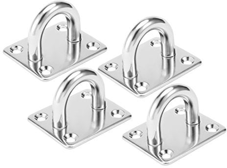 sourcing map Acero Inoxidable 316 10mm Anillo Grueso Cuadrado Vela Almohadilla de Sombra Placa de Ojo Barco Aparejo 4 Piezas