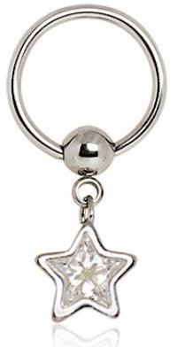 eeddoo Piercing-Ring Klemmring Stern Silber Edelstahl