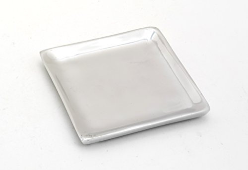 Kerzenteller Quadrat Alu Silber poliert 8 x 8 cm für Kerzen, Dekoteller